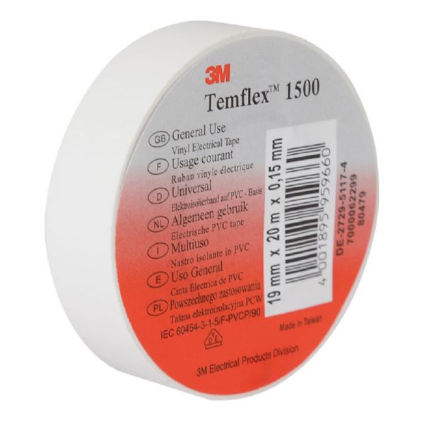 Cinta aislante Temflex 19mm x20m Blanca