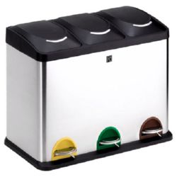 CUBO INOX RECICLAJE 3 COMPARTIMENTO 45L